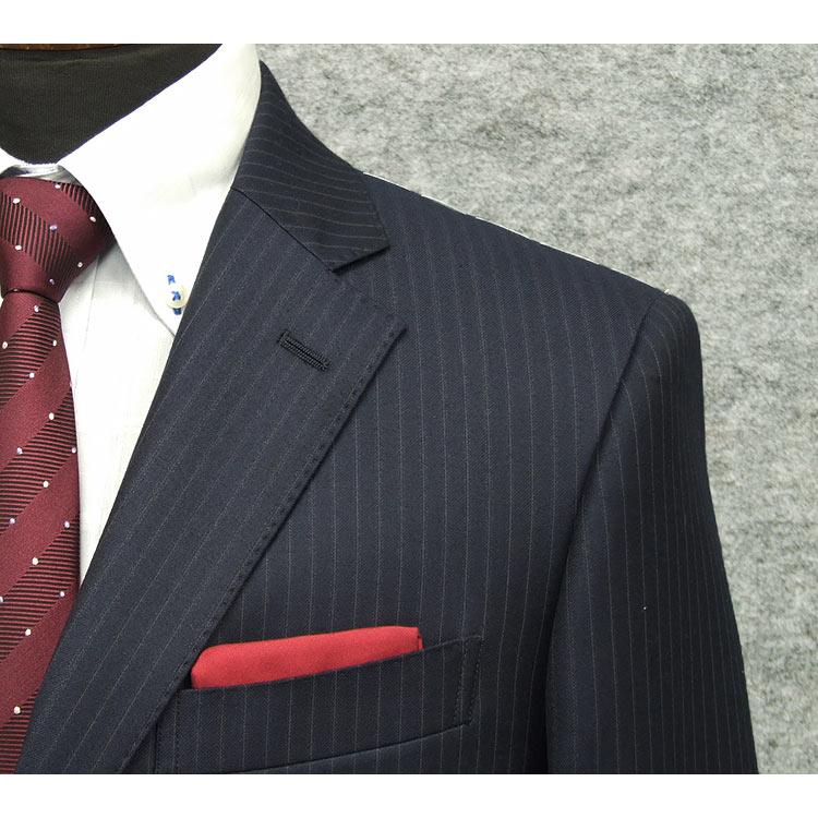 秋冬物 [Ermenegildo Zegna]ゼニア生地 TRAVELLER使用 ベーシック2釦スーツ 紺/ストライプ EZR67の画像