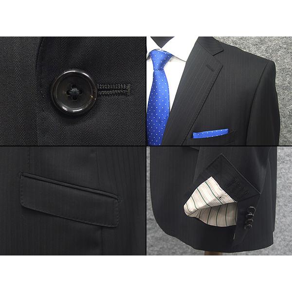 秋冬物　[Ermenegildo Zegna]ゼニア生地　TRAVELLER使用　スタイリッシュ2釦スーツ　[AB体][BB体]　黒/ストライプ　ロゴ入り裏地　EZS05の画像