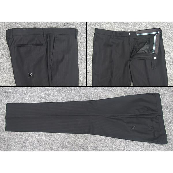 秋冬物　[Ermenegildo Zegna]ゼニア生地　TRAVELLER使用　スタイリッシュ2釦スーツ　[AB体][BB体]　黒/ストライプ　ロゴ入り裏地　EZS05の画像