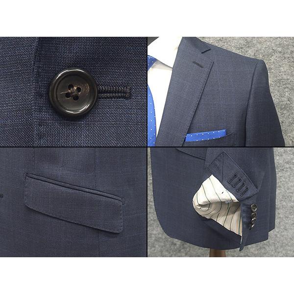 秋冬物　[Ermenegildo Zegna]ゼニア生地　TRAVELLER使用　スタイリッシュ2釦スーツ　[YA体][A体]　藍紺/ぼかし格子　ロゴ入り裏地　EZS07の画像