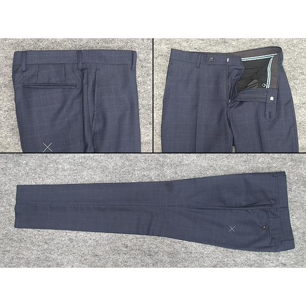 秋冬物　[Ermenegildo Zegna]ゼニア生地　TRAVELLER使用　スタイリッシュ2釦スーツ　[YA体][A体]　藍紺/ぼかし格子　ロゴ入り裏地　EZS07の画像