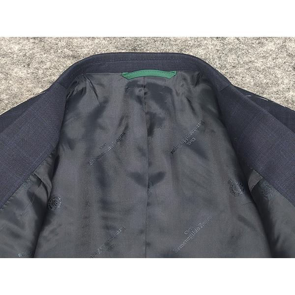 秋冬物　[Ermenegildo Zegna]ゼニア生地　TRAVELLER使用　スタイリッシュ2釦スーツ　[YA体][A体]　藍紺/ぼかし格子　ロゴ入り裏地　EZS07の画像