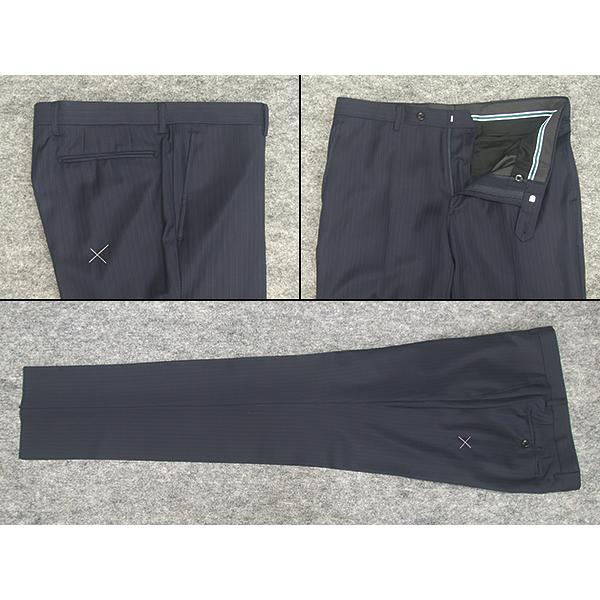 秋冬物　[Ermenegildo Zegna]ゼニア生地　TRAVELLER使用　スタイリッシュ２釦スーツ　[A体][AB体]　濃紺系/ストライプ　ロゴ裏地　EZS12の画像