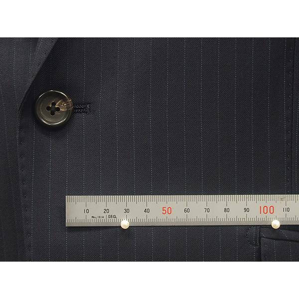 秋冬物　[Ermenegildo Zegna]ゼニア生地　TRAVELLER使用　スタイリッシュ２釦スーツ　[A体][AB体]　濃紺系/ストライプ　ロゴ裏地　EZS12の画像