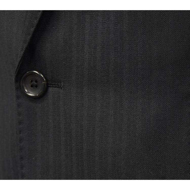 秋冬物　[Ermenegildo Zegna]ゼニア生地　TRAVELLER使用　スタイリッシュ２釦スーツ　黒/ストライプ　ロゴ裏地　EZS85の画像