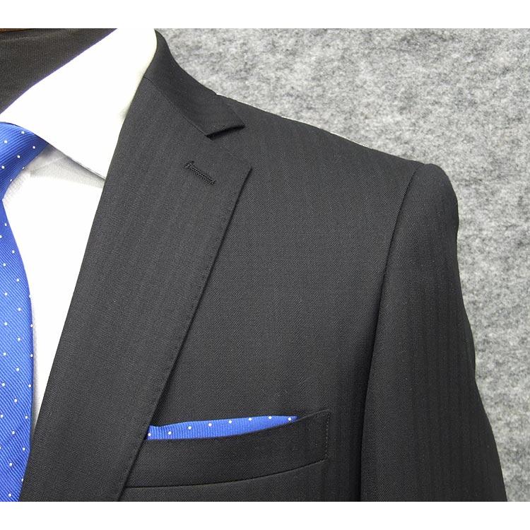 秋冬物　[Ermenegildo Zegna]ゼニア生地　TRAVELLER使用　スタイリッシュ２釦スーツ　黒/ストライプ　ロゴ裏地　EZS85の画像