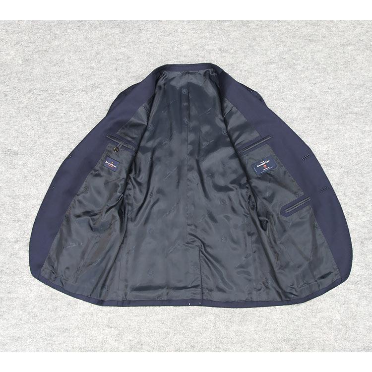 秋冬物 [Ermenegildo Zegna]ゼニア生地 TRAVELLER使用 スタイリッシュ２釦スーツ 紺/無地 ロゴ裏地 EZS88