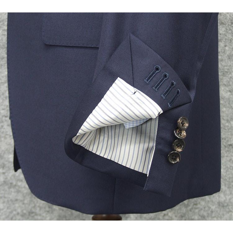 秋冬物 [Ermenegildo Zegna]ゼニア生地 TRAVELLER使用 スタイリッシュ２釦スーツ 紺/無地 ロゴ裏地 EZS88