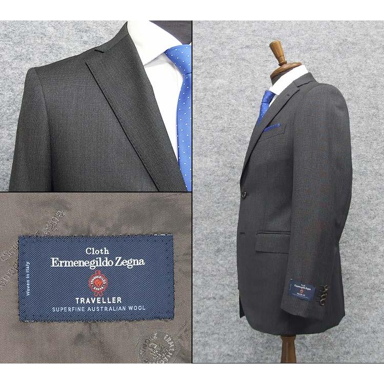 秋冬物 [Ermenegildo Zegna]ゼニア生地 TRAVELLER使用 スタイリッシュ２釦スーツ 濃グレー/無地調 EZS90の画像
