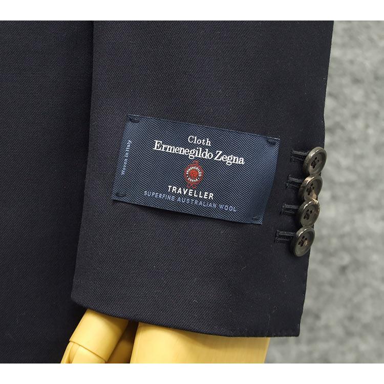 秋冬物 [Ermenegildo Zegna]ゼニア生地 TRAVELLER使用 スタイリッシュ２釦スーツ 濃紺/無地 EZS92の画像