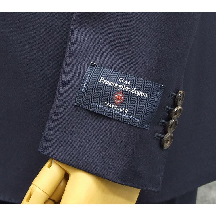 秋冬物 [Ermenegildo Zegna]ゼニア生地 TRAVELLER使用 スタイリッシュ２釦スーツ 紺/無地 EZS93の画像