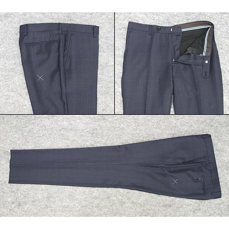 秋冬物 [Ermenegildo Zegna]ゼニア生地 TRAVELLER使用 スタイリッシュ２釦スーツ 藍紺/格子 EZS94の画像