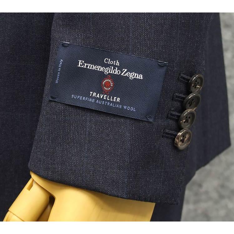 秋冬物 [Ermenegildo Zegna]ゼニア生地 TRAVELLER使用 スタイリッシュ２釦スーツ 藍紺/格子 EZS94の画像