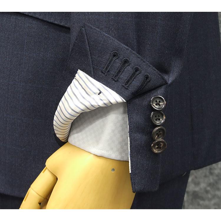 秋冬物 [Ermenegildo Zegna]ゼニア生地 TRAVELLER使用 スタイリッシュ２釦スーツ 藍紺/格子 EZS94の画像