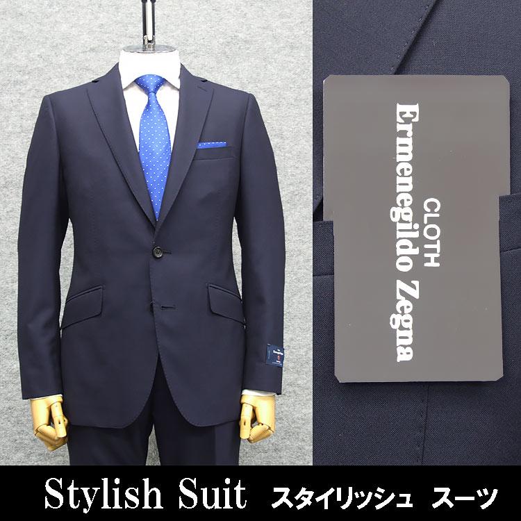ゼニア スーツ セットアップ 段返り 2B 本切羽 52 大きいサイズ ネイビー 通年物 [Ermenegildo Zegna] ゼニア生地 TROPICAL使用 スタイリッシュ2