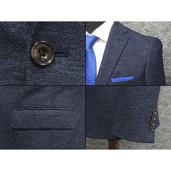 春夏〜通年物　[FICCE SPORTS] フィッチェ　ジャージー素材　スタイリッシュ２釦シングルスーツ　紺/無地調　[AB4]　FC-S0233-88 FICCE（フィッチェ） 春夏〜通年物 [FICCE SPORTS] ジャージー素材