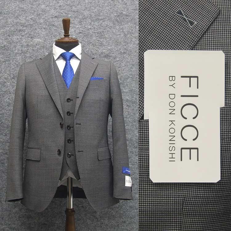 大きいサイズ Ficce フィッチェ スーツ 背抜き グレー ストライプ 3L