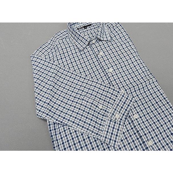 g-stage　七分袖　コットン１００％　紺×白系チェック　カジュアルシャツ　gs687-201｜dxksm466｜03