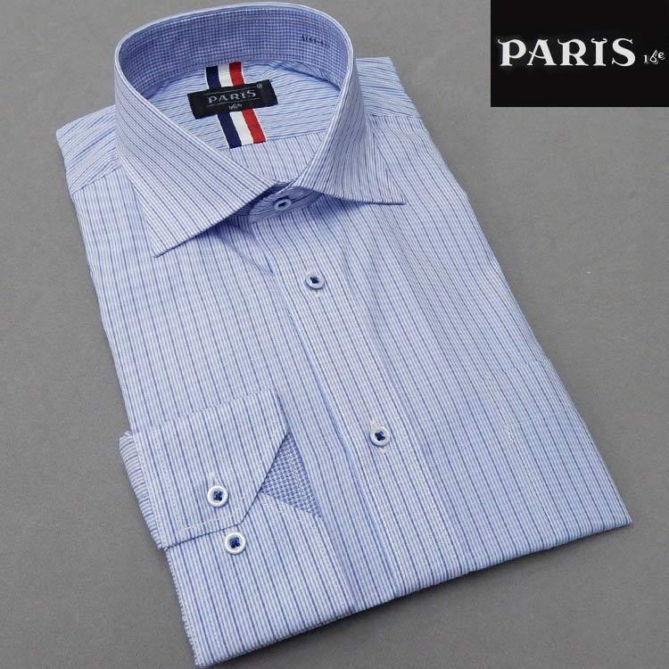 最も 素晴らしい外見 長袖ワイシャツ 白×紺 ストライプ ホリゾンタルカラー PARIS-16e 形態安定 S-3L HKP-AD30 media-arabe.ca media-arabe.ca