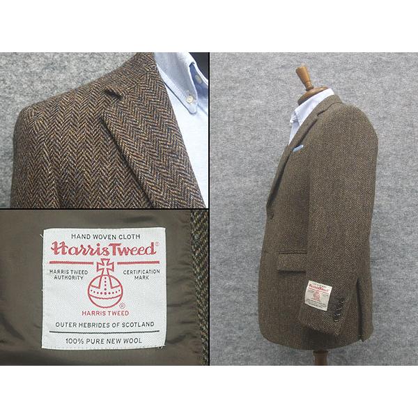 英国生地　[Harris Tweed]ハリスツイード　ベーシックジャケット　[AB体][BB体]　茶系ヘリンボーン　シングル2釦　秋冬物　HT22209-58｜dxksm466｜02