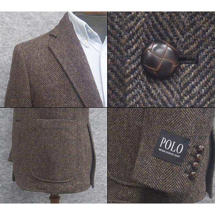 英国生地　[Harris Tweed]ハリスツイード ジャケット メンズ　スタイリッシュジャケット　茶系/杉綾　[YA体][A体]兼用　秋冬物　ht3005-58の画像