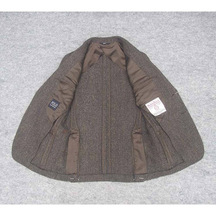英国生地　[Harris Tweed]ハリスツイード ジャケット メンズ　スタイリッシュジャケット　茶系/杉綾　[YA体][A体]兼用　秋冬物　ht3005-58の画像