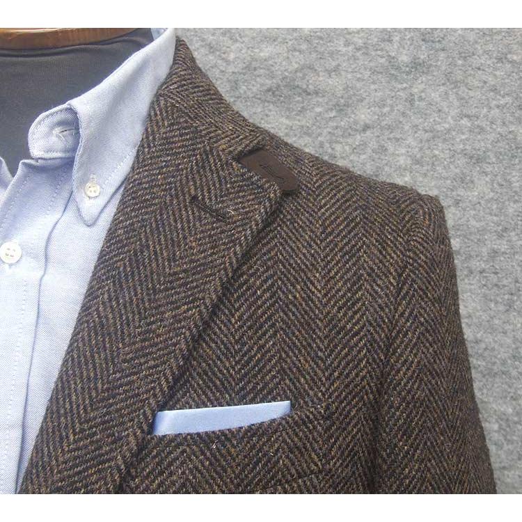 英国生地　[Harris Tweed]ハリスツイード ジャケット メンズ　スタイリッシュジャケット　茶系/杉綾　[YA体][A体]兼用　秋冬物　ht3005-58の画像