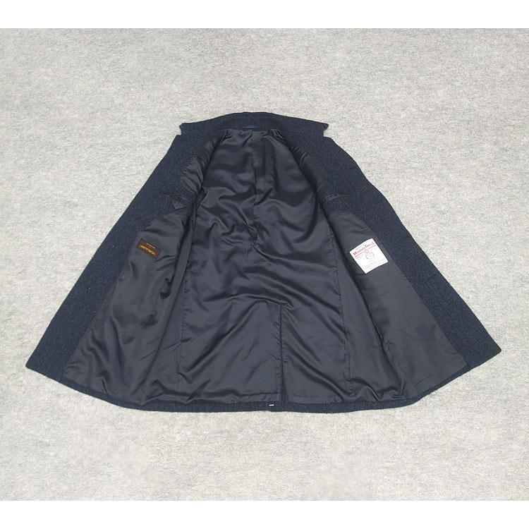 HARRIS TWEED（ハリスツイード） 英国生地 ステンカラーコート 青紺系