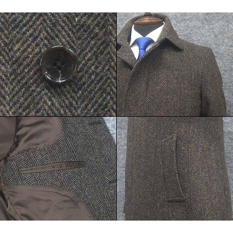 HARRIS TWEED（ハリスツイード） 英国生地 ステンカラーコート 茶系