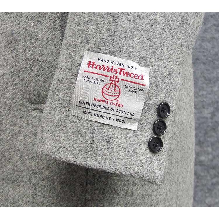 英国生地 [Harris Tweed]ハリスツイード ステンカラーコート ライトグレー 秋冬物 HTC-S16の画像