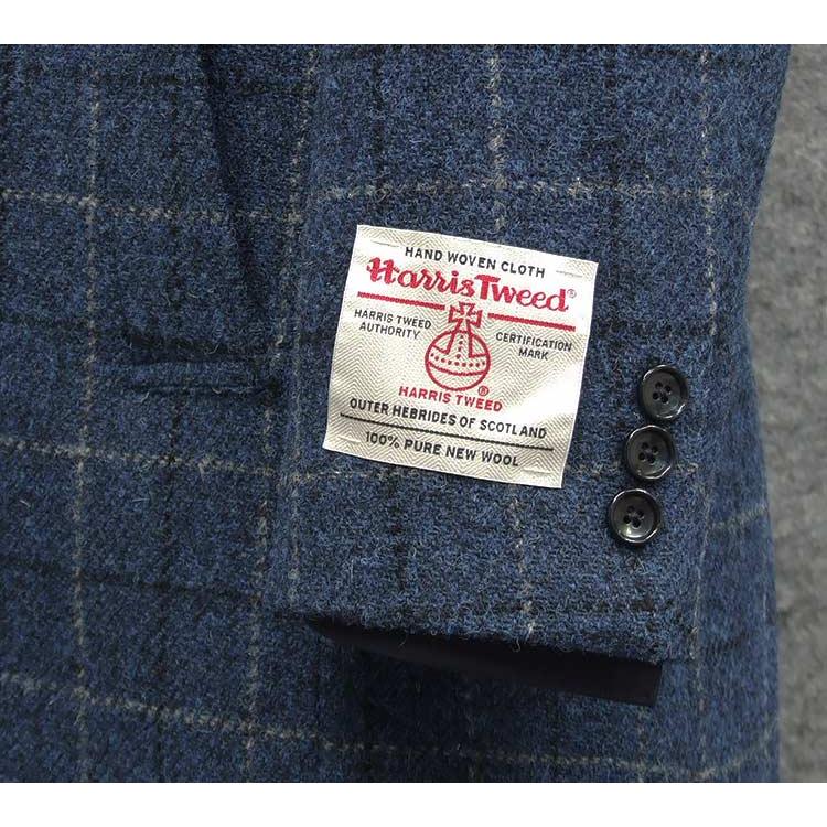 HARRIS TWEED（ハリスツイード） 英国生地 ステンカラーコート 藍系/二