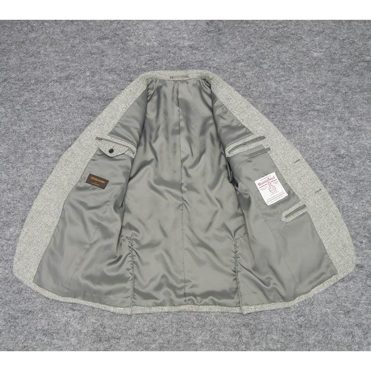 英国生地 [Harris Tweed]ハリスツイード ベーシックジャケット 薄灰/無地 シングル2釦 秋冬物 HTJ5218-12の画像