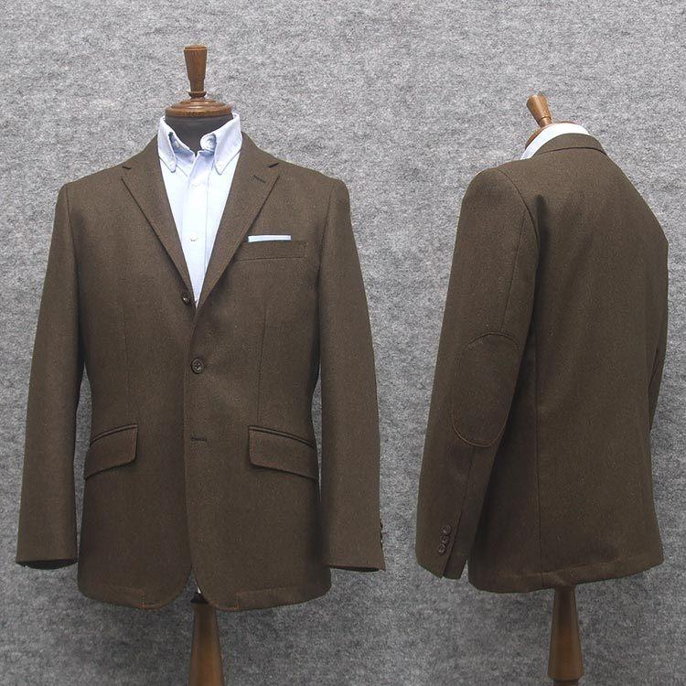 秋冬物ジャケット　ウール混　ベーシック段返り３釦　茶系/織柄小格子　[AB体]　メンズジャケット　HV15132-30 秋冬物ジャケット ウール混 ベーシック段返り3釦 茶系/織柄小格子 [AB