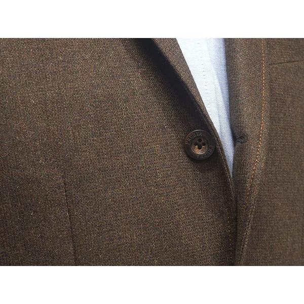 秋冬物ジャケット ウール混 ベーシック段返り3釦 茶系/織柄小格子 [AB