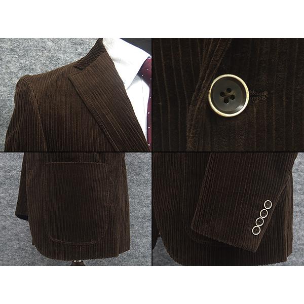 秋冬物 コーデュロイ セミスタイリッシュ2釦スーツ 茶系/チョコレート
