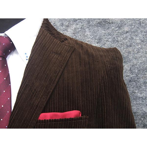 秋冬物 コーデュロイ セミスタイリッシュ2釦スーツ 茶系/チョコレート