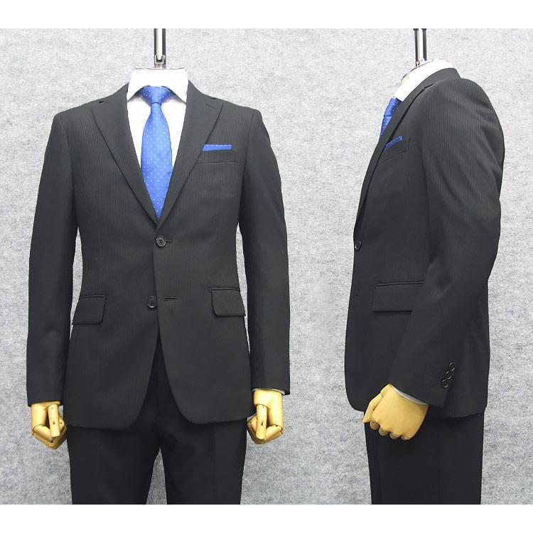 訳あり 春夏物 2パンツ ウォッシャブル スタイリッシュ2釦スーツ 黒