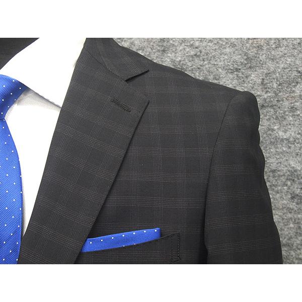 春夏物 [Janecostellazione] スタイリッシュ2釦スーツ 濃紺/格子 AB5