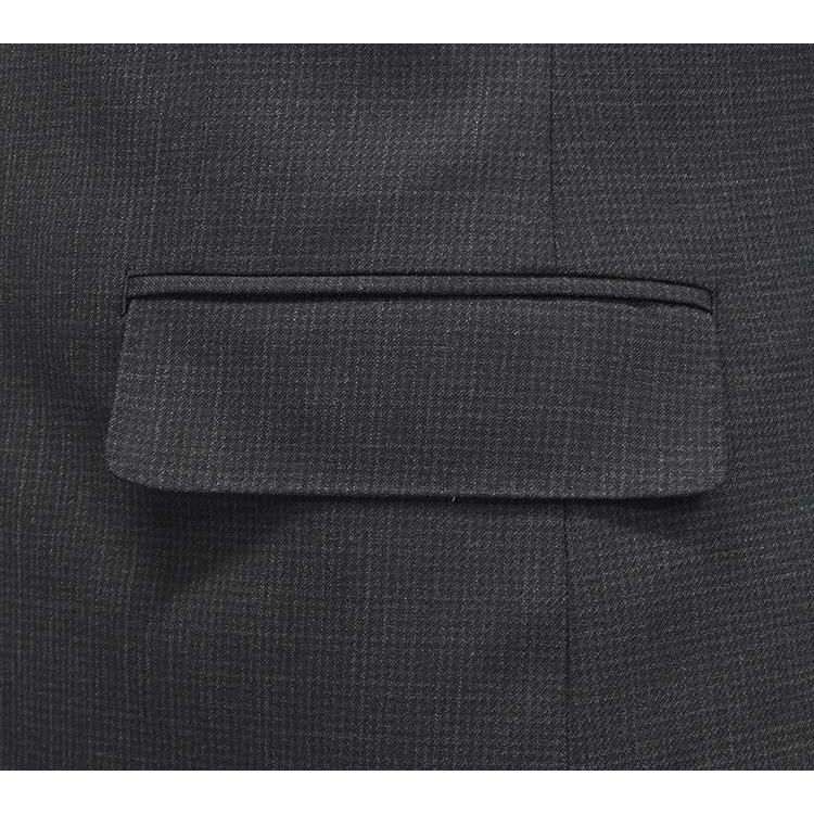 通年 スタイリッシュ3ピーススーツ 炭黒/マイクロチェック[A体][AB体