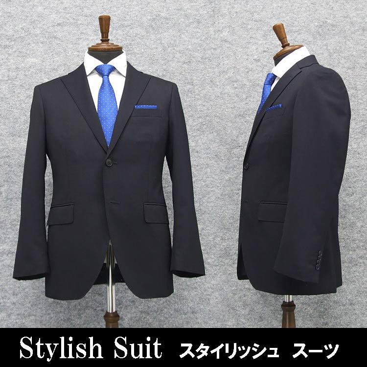 通年物 スタイリッシュ2釦シングルスーツ 濃紺/無地調 [AB体][BB体] J18122 通年物 スタイリッシュ2釦シングルスーツ 濃紺/無地調 [AB体][BB体