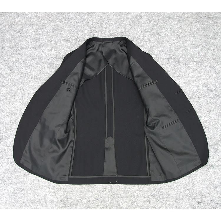 通年物 スタイリッシュ3ピーススーツ 黒系/チェック [AB体][BB体