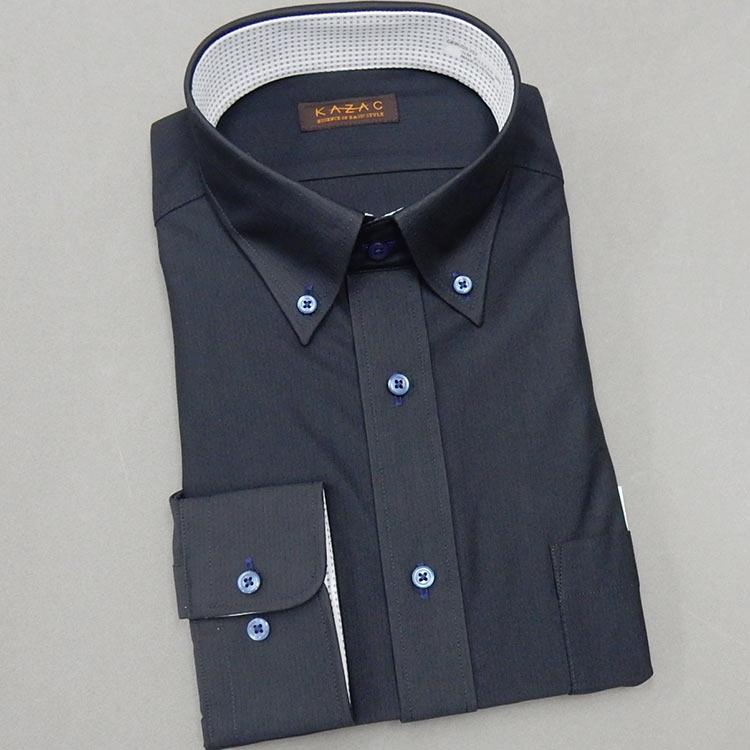 長袖ワイシャツ Kazac ボタンダウン ダークネイビー 無地 ノーアイロン ニットシャツ メンズドレスシャツ Kzc3 757 Kzc3 757 背広屋石k 通販 Yahoo ショッピング