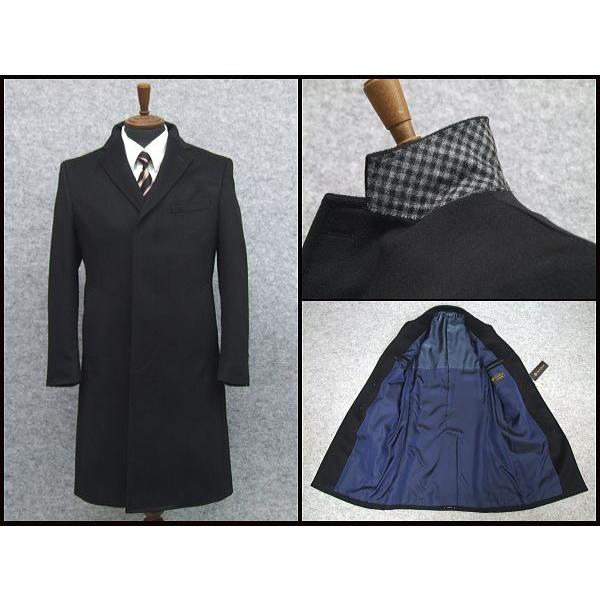 チェスターコート ロロピアーナ カシミヤ100％ シングル 日本製 スタイリッシュタイプ 黒 :LO-coat11:背広屋石K - 通販