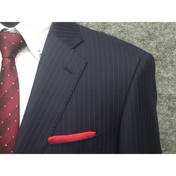秋冬物　[ロロピアーナ]　Super150s生地 AUSTRALIS使用　紺/ストライプ　[AB体][BB体]　ベーシック２釦スーツ　メンズ　LOR-N02 AB体 BB体