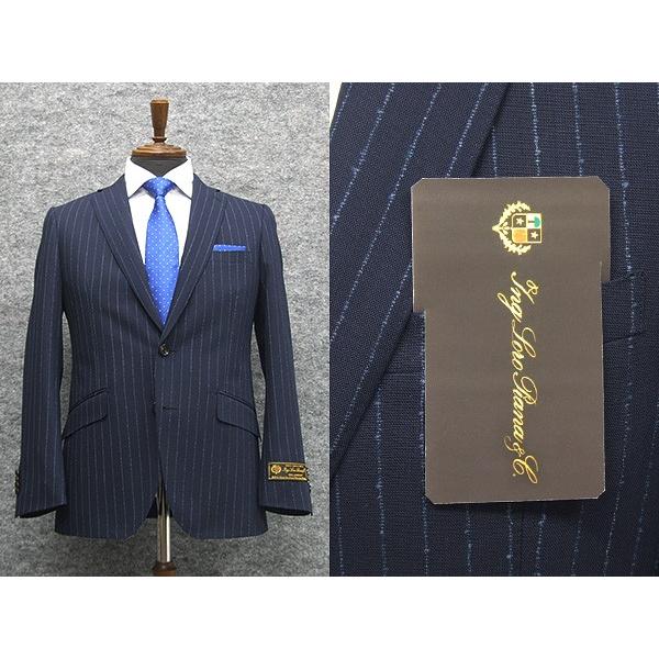 春夏物　紺/ネップ縞　[ロロピアーナ]　ZELANDER使用　[A体][AB体]　スタイリッシュスーツ　LOS74 春夏物 紺/ネップ縞 [ロロピアーナ] ZELANDER使用 [A体][AB体