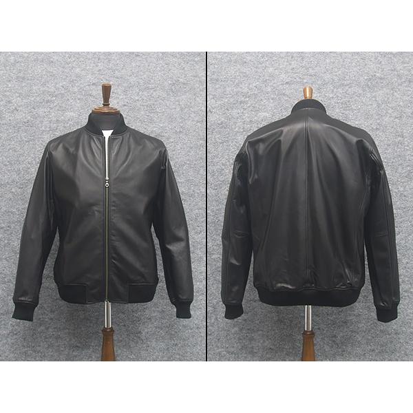 シープスキンレザー MA1 革ジャン フライトジャケット 黒/ 羊革（ラム