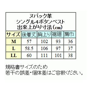 ベスト/ジレ 羊革ヌバック 紺 スペインレザー ラム革 Vネック前開き 後 