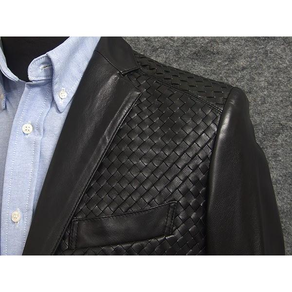 シープスキン/イントレチャート レザージャケット ラム革