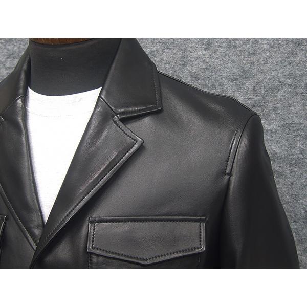 シープスキンレザー カバーオール サファリ風ジャケット ラム革 3釦