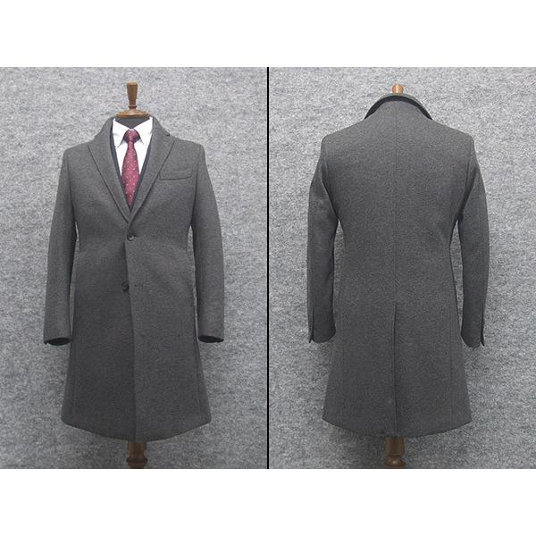 シングルチェスターコート ウールニット素材 グレー メンズ ビジネス